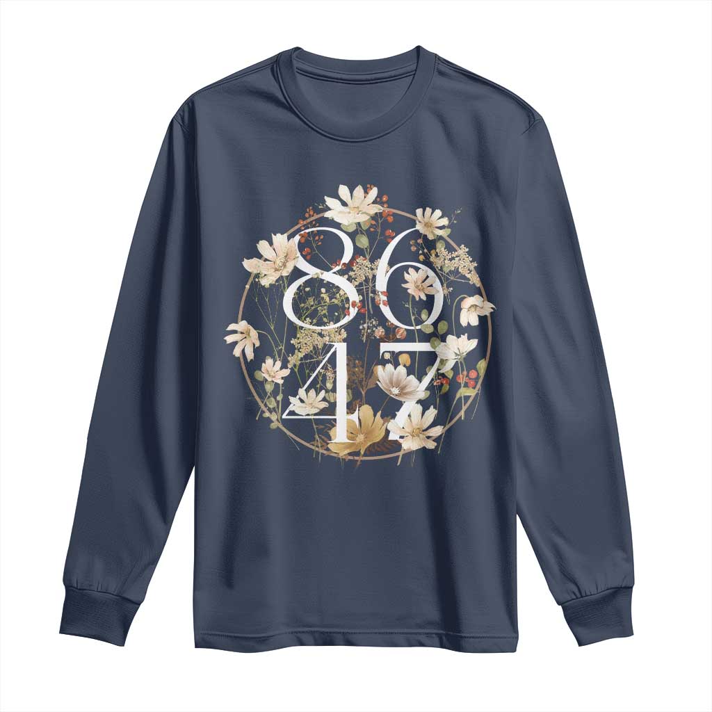 Retro 8647 Long Sleeve Shirt Subtle FDT Wild Flower Aesthetic TS10 Navy Print Your Wear