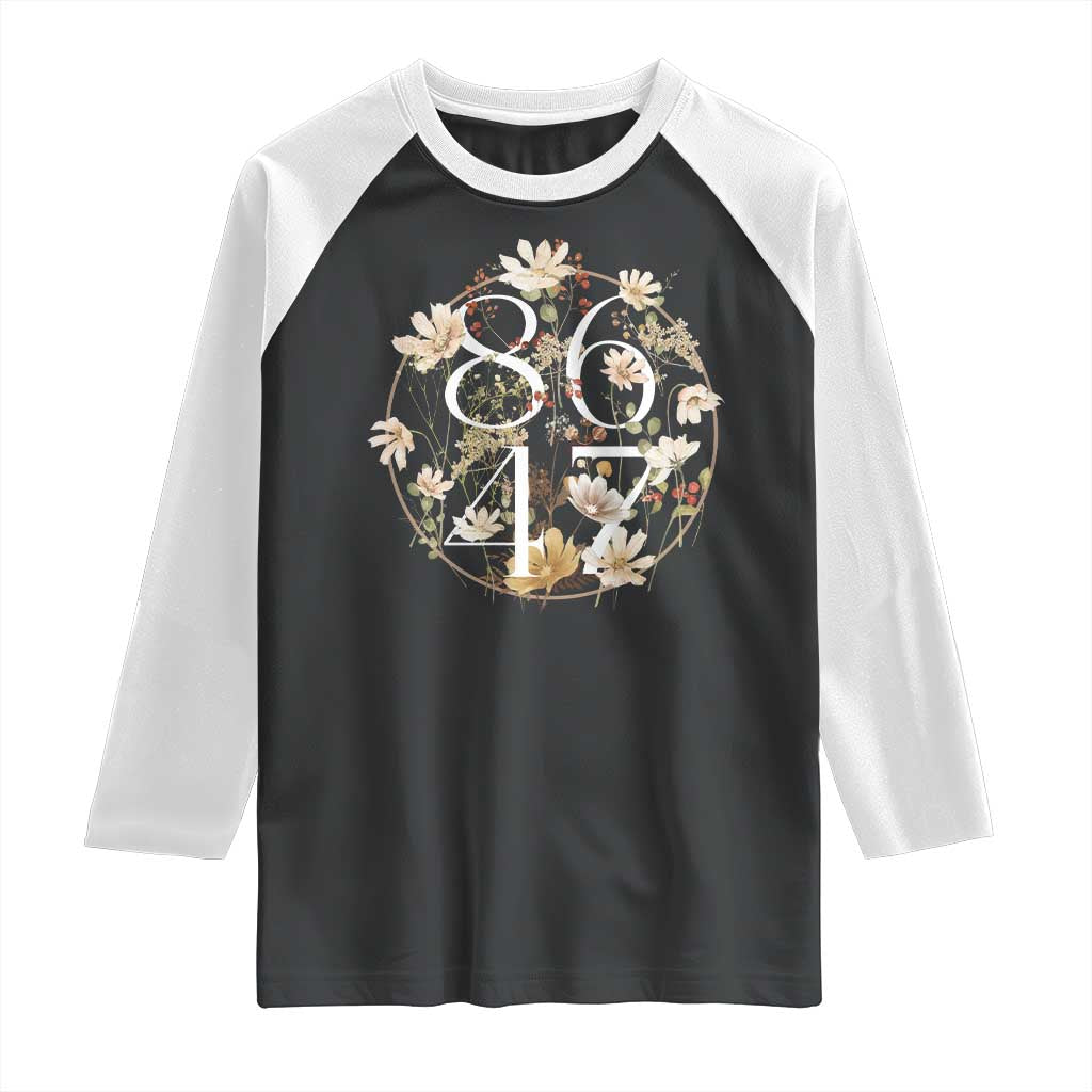 Retro 8647 Raglan Shirt Subtle FDT Wild Flower Aesthetic TS10 Black White Print Your Wear