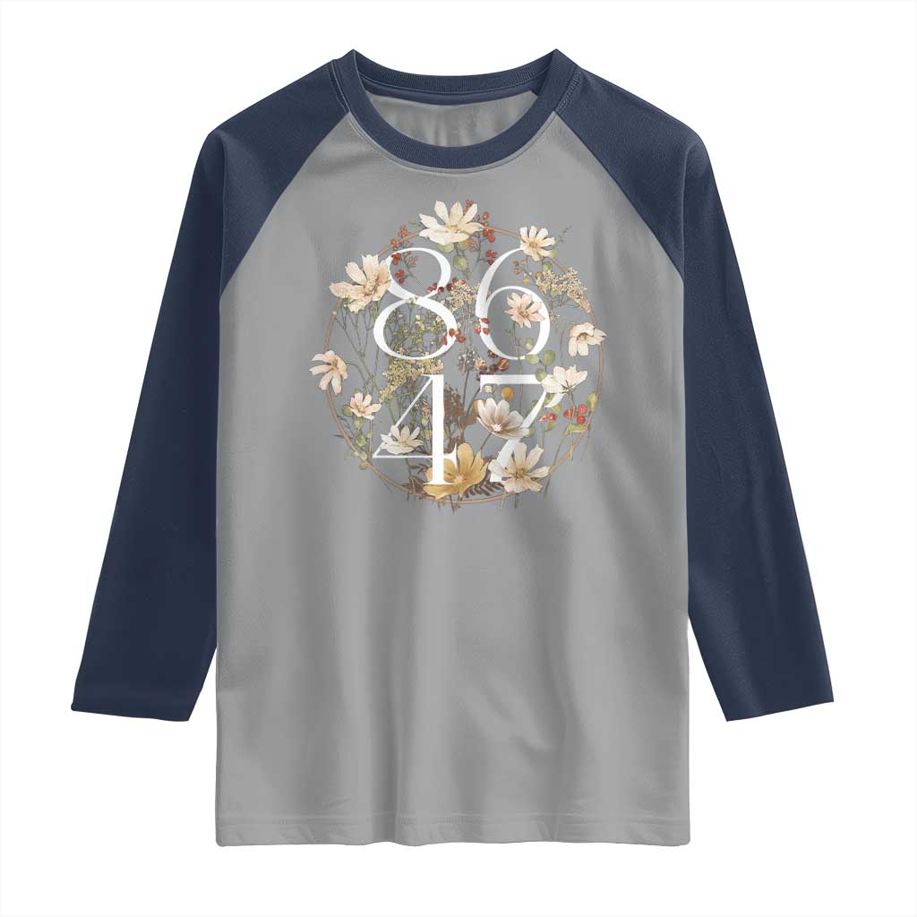 Retro 8647 Raglan Shirt Subtle FDT Wild Flower Aesthetic TS10 Sport Gray Navy Print Your Wear
