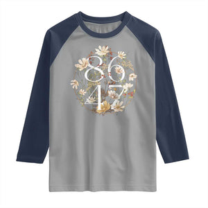 Retro 8647 Raglan Shirt Subtle FDT Wild Flower Aesthetic TS10 Sport Gray Navy Print Your Wear
