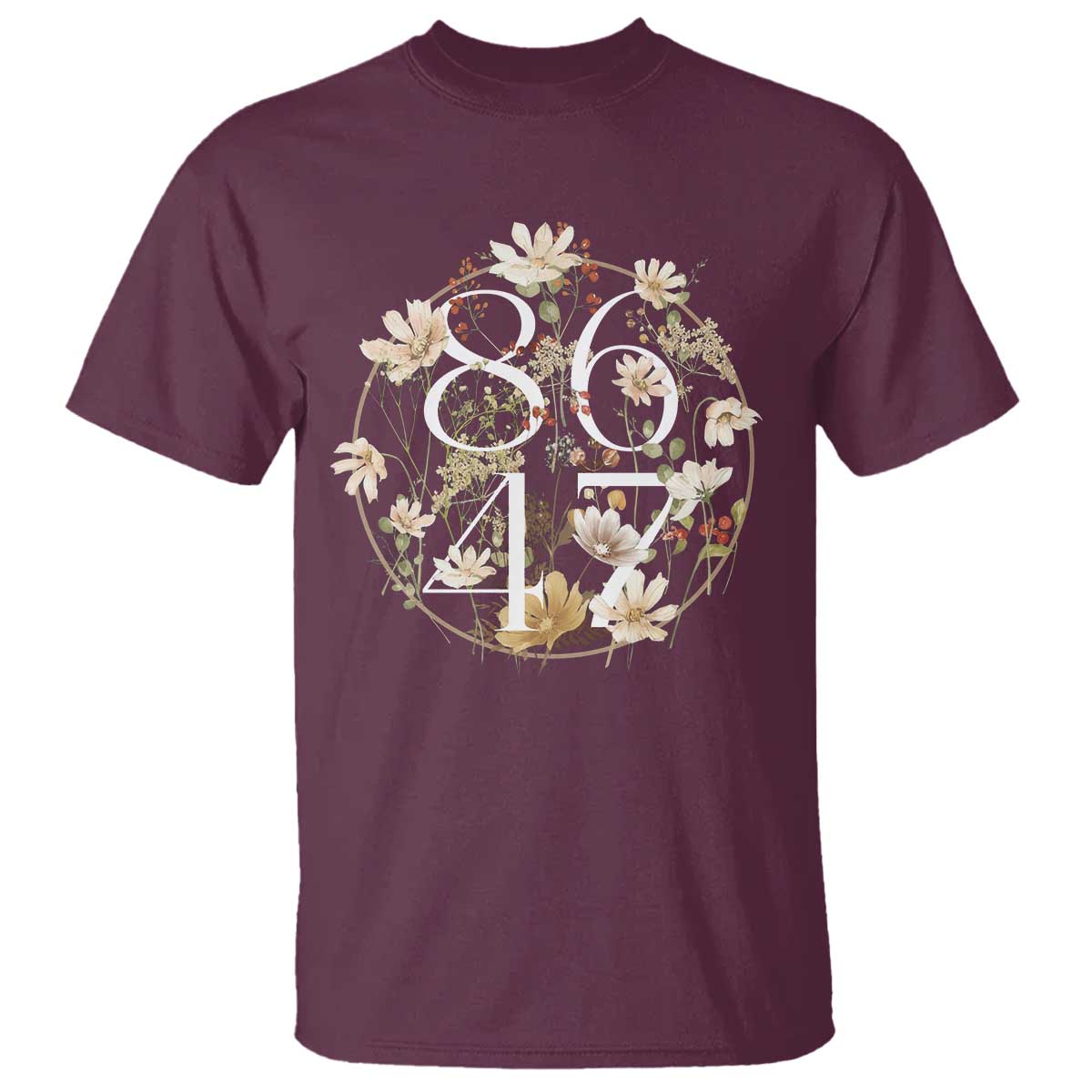 Retro 8647 T Shirt Subtle FDT Wild Flower Aesthetic TS10 Maroon Print Your Wear