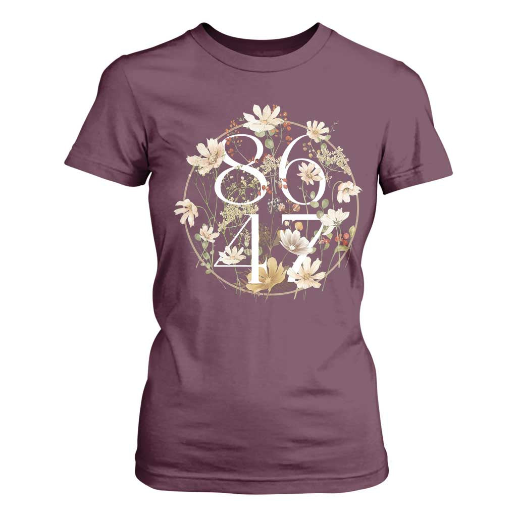 Retro 8647 T Shirt For Women Subtle FDT Wild Flower Aesthetic TS10 Maroon Print Your Wear