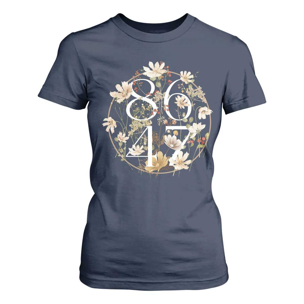 Retro 8647 T Shirt For Women Subtle FDT Wild Flower Aesthetic TS10 Navy Print Your Wear