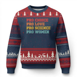 Pro Choice Pro Love Pro Science Pro Women Ugly Christmas Sweater Retro Equal Rights TS10 Navy Red Print Your Wear