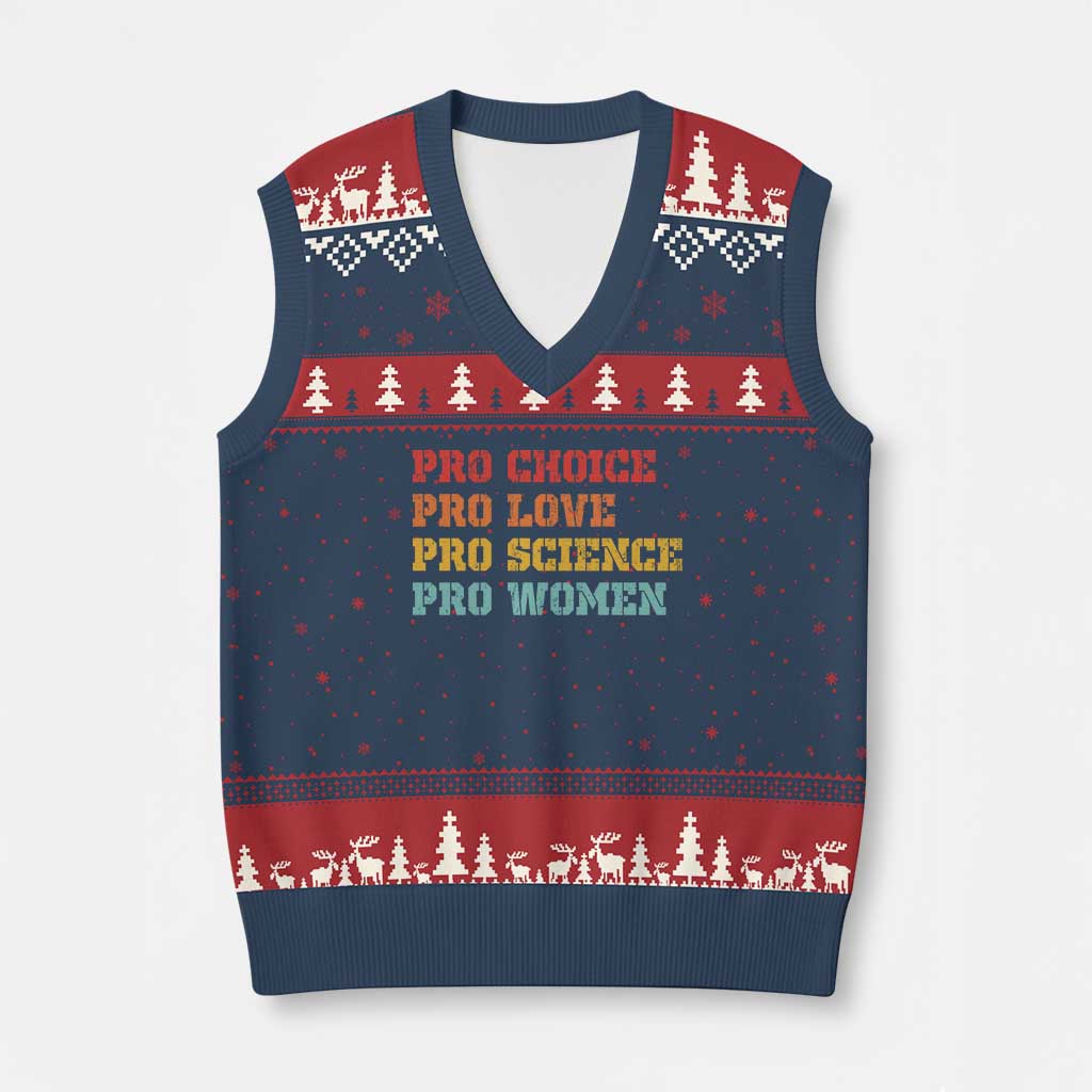 Pro Choice Pro Love Pro Science Pro Women V-Neck Knit Sweater Vest Retro Equal Rights TS10 Navy Red Print Your Wear