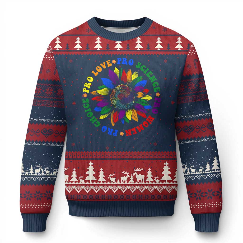 Pro Choice Women Rights Ugly Christmas Sweater Equal Rights Multicolored Flowers TS10 Navy Red Print Your Wear
