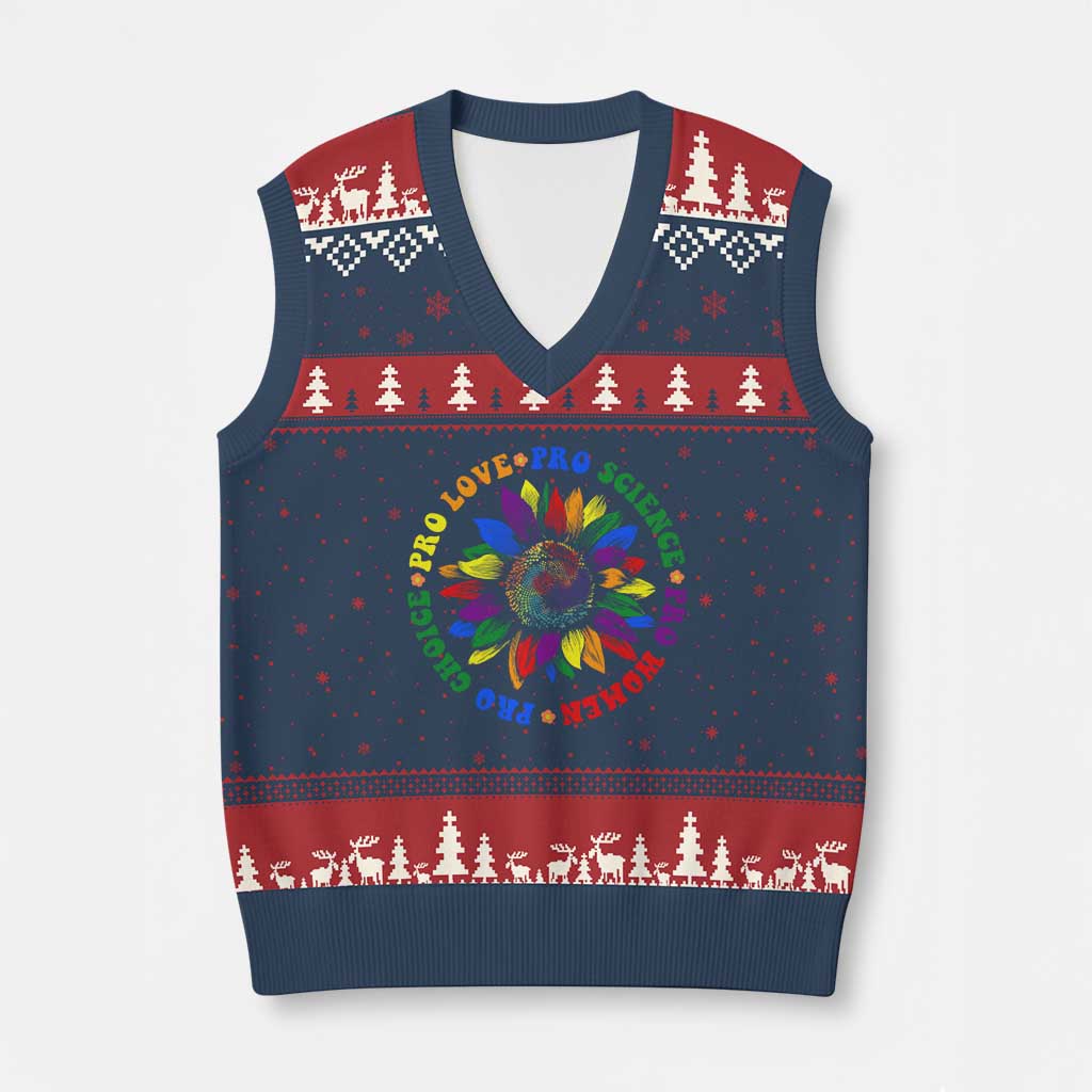 Pro Choice Women Rights V-Neck Knit Sweater Vest Equal Rights Multicolored Flowers TS10 Navy Red Print Your Wear