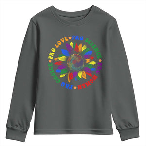 Pro Choice Women Rights Youth Sweatshirt Equal Rights Multicolored Flowers TS10 Dark Heather Print Your Wear