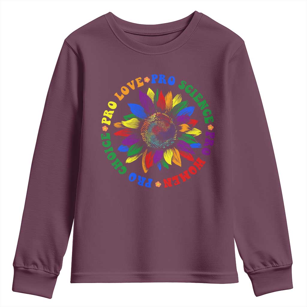 Pro Choice Women Rights Youth Sweatshirt Equal Rights Multicolored Flowers TS10 Maroon Print Your Wear