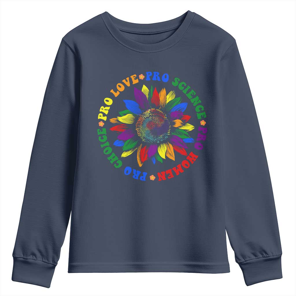 Pro Choice Women Rights Youth Sweatshirt Equal Rights Multicolored Flowers TS10 Navy Print Your Wear