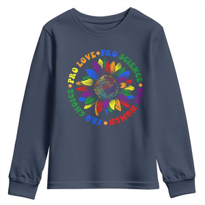 Pro Choice Women Rights Youth Sweatshirt Equal Rights Multicolored Flowers TS10 Navy Print Your Wear
