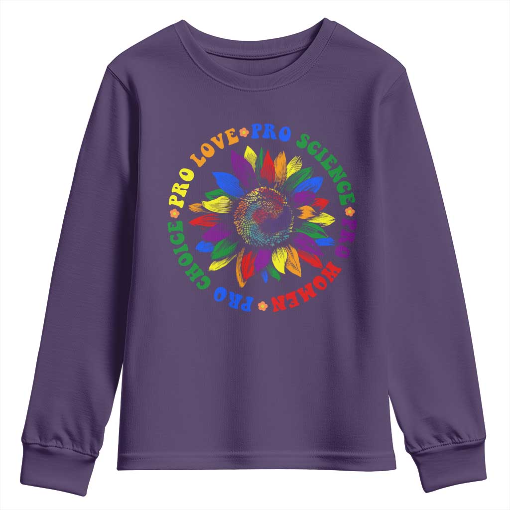 Pro Choice Women Rights Youth Sweatshirt Equal Rights Multicolored Flowers TS10 Purple Print Your Wear