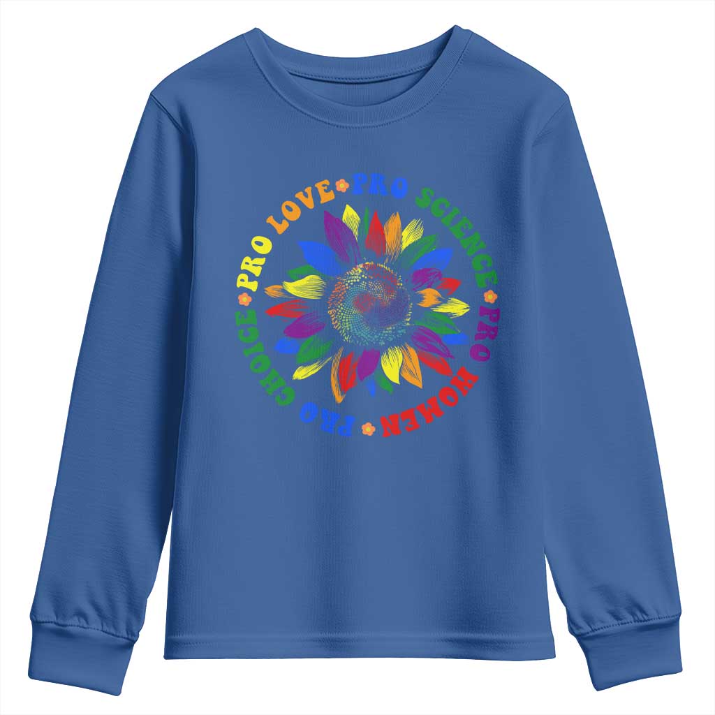 Pro Choice Women Rights Youth Sweatshirt Equal Rights Multicolored Flowers TS10 Royal Blue Print Your Wear