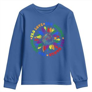 Pro Choice Women Rights Youth Sweatshirt Equal Rights Multicolored Flowers TS10 Royal Blue Print Your Wear