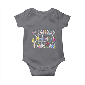 Subtle FDT Floral Baby Onesie Foxtrot Delta Tango Flower Resist TS10 Charcoal Print Your Wear