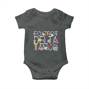 Subtle FDT Floral Baby Onesie Foxtrot Delta Tango Flower Resist TS10 Dark Heather Print Your Wear