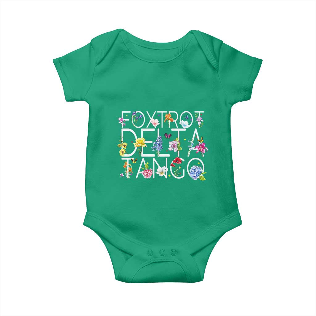 Subtle FDT Floral Baby Onesie Foxtrot Delta Tango Flower Resist TS10 Irish Green Print Your Wear