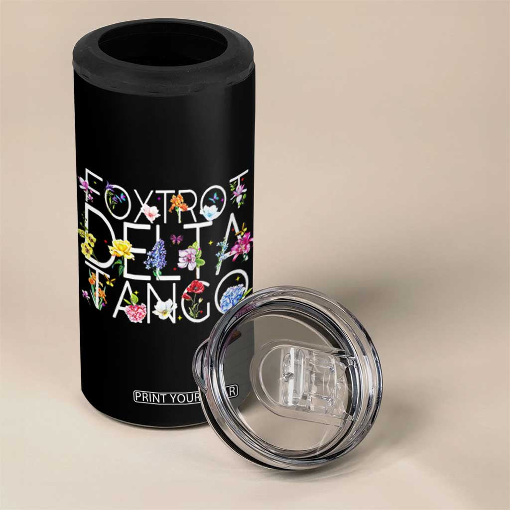 Subtle FDT Floral 4 in 1 Can Cooler Tumbler Foxtrot Delta Tango Flower Resist TS10 Print Your Wear
