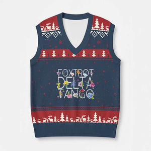Subtle FDT Floral V-Neck Knit Sweater Vest Foxtrot Delta Tango Flower Resist TS10 Navy Red Print Your Wear