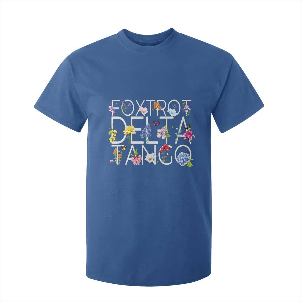 Subtle FDT Floral T Shirt For Kid Foxtrot Delta Tango Flower Resist TS10 Royal Blue Print Your Wear