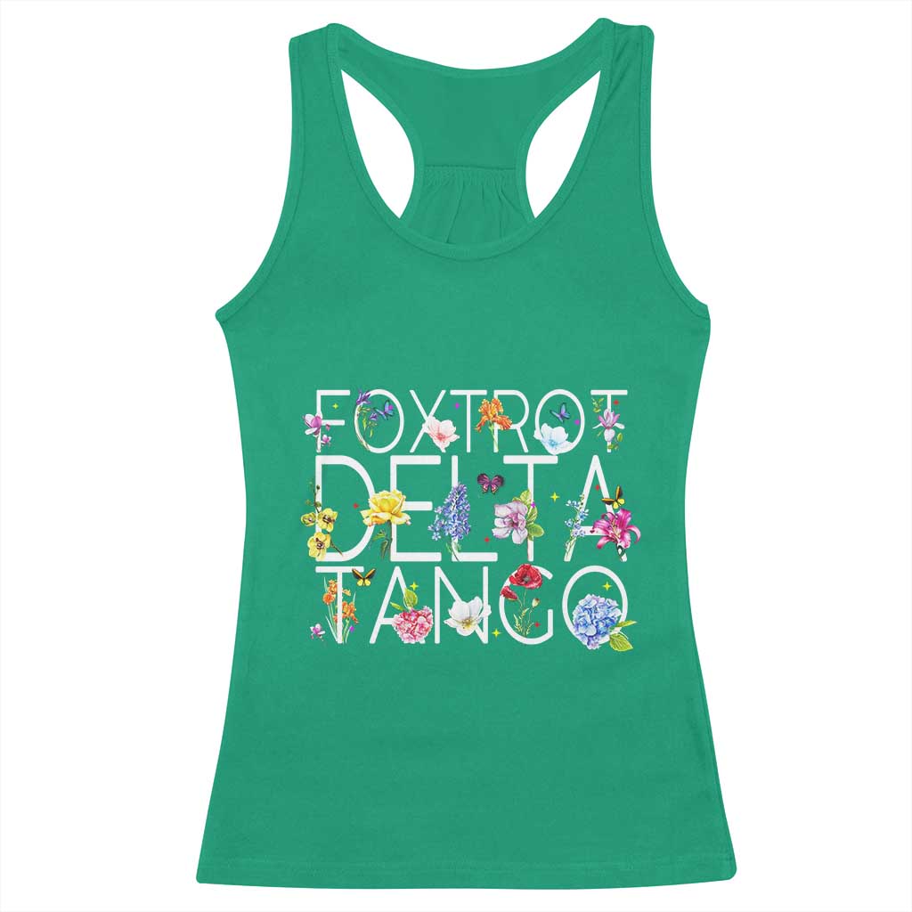 Subtle FDT Floral Racerback Tank Top Foxtrot Delta Tango Flower Resist TS10 Irish Green Print Your Wear