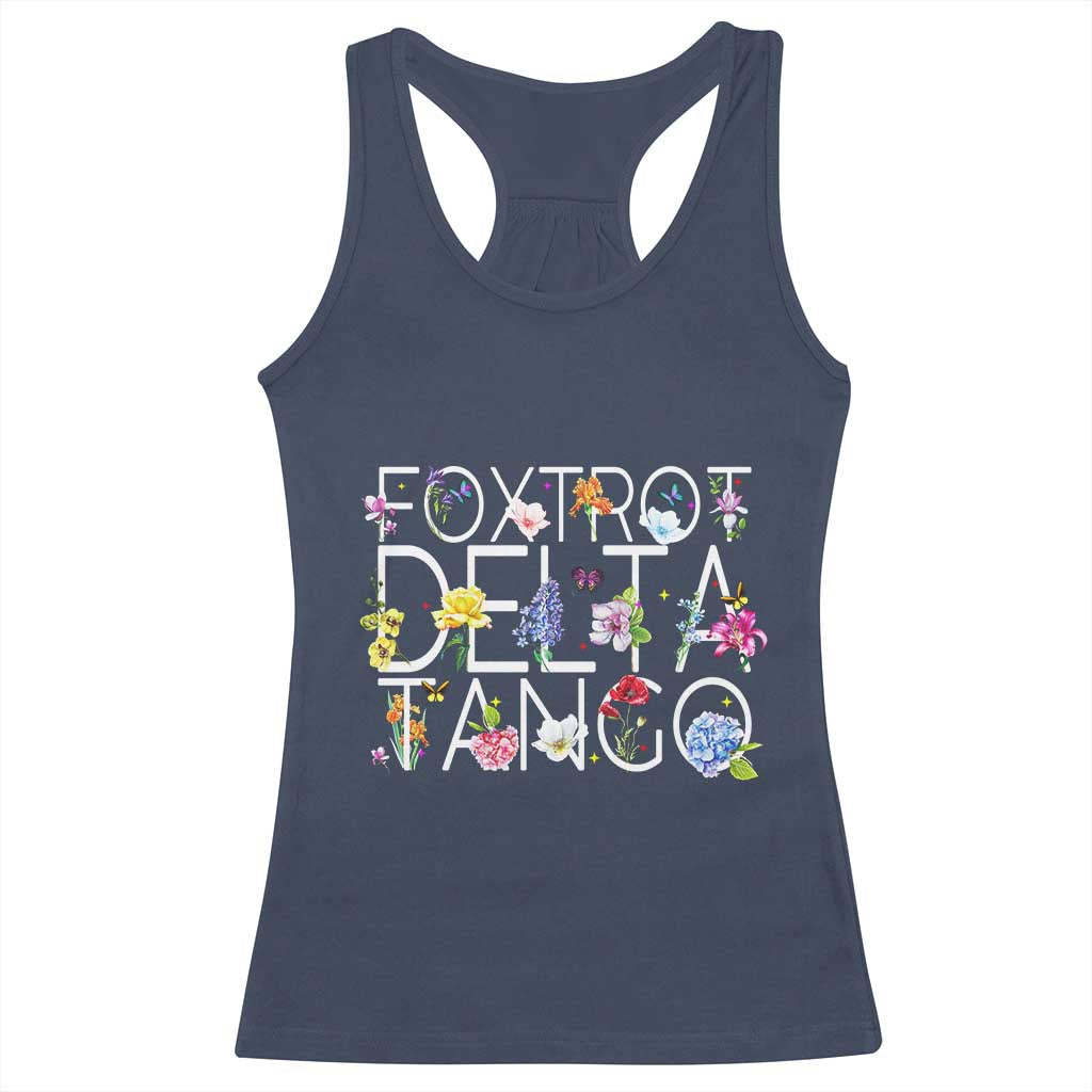 Subtle FDT Floral Racerback Tank Top Foxtrot Delta Tango Flower Resist TS10 Navy Print Your Wear