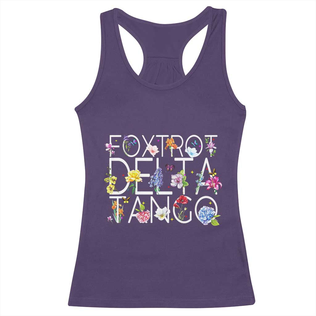 Subtle FDT Floral Racerback Tank Top Foxtrot Delta Tango Flower Resist TS10 Purple Print Your Wear