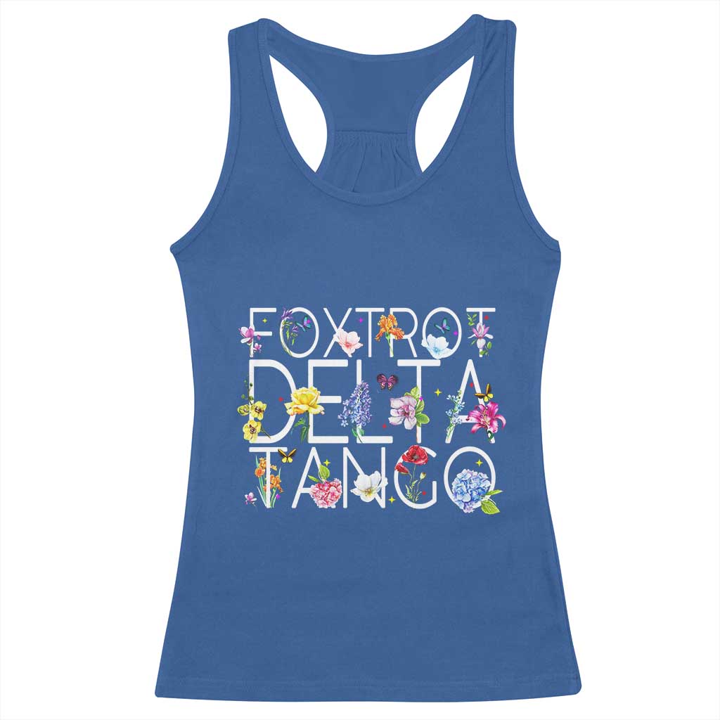 Subtle FDT Floral Racerback Tank Top Foxtrot Delta Tango Flower Resist TS10 Royal Blue Print Your Wear