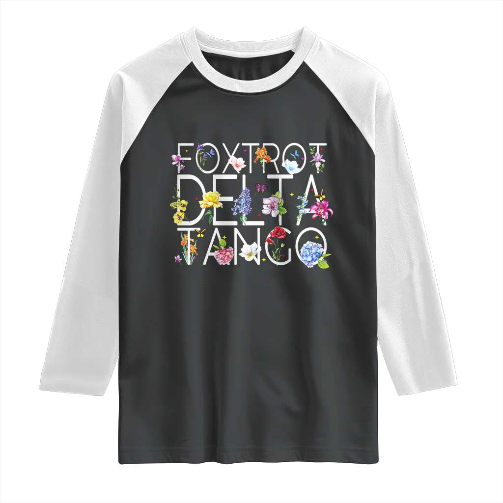 Subtle FDT Floral Raglan Shirt Foxtrot Delta Tango Flower Resist TS10 Black White Print Your Wear