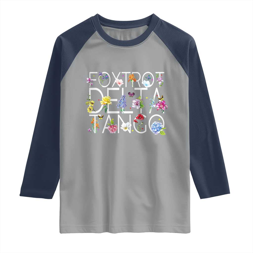 Subtle FDT Floral Raglan Shirt Foxtrot Delta Tango Flower Resist TS10 Sport Gray Navy Print Your Wear