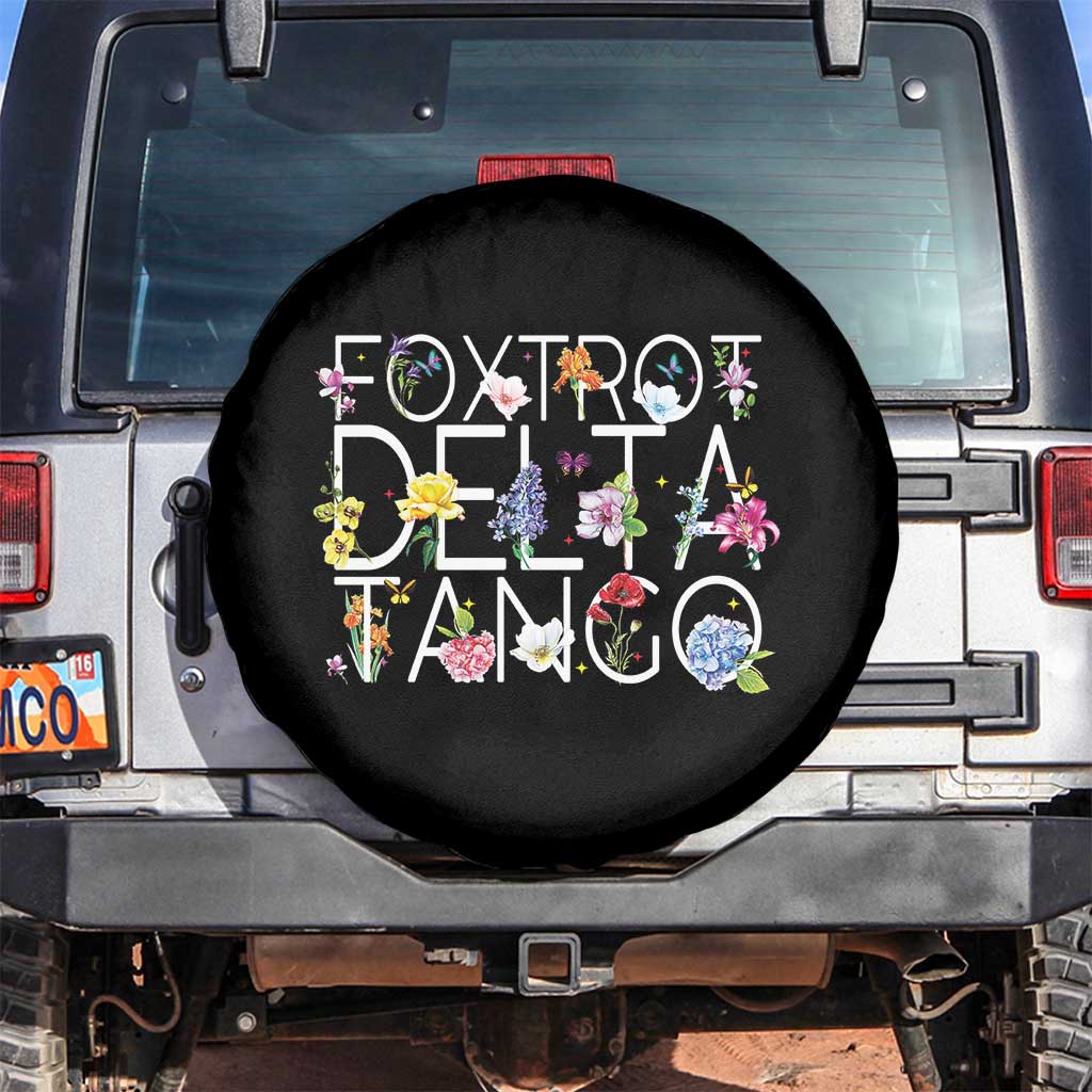 Subtle FDT Floral Spare Tire Cover Foxtrot Delta Tango Flower Resist TS10 No hole Black Print Your Wear