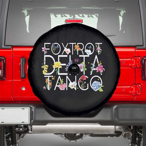Subtle FDT Floral Spare Tire Cover Foxtrot Delta Tango Flower Resist TS10 Black Print Your Wear