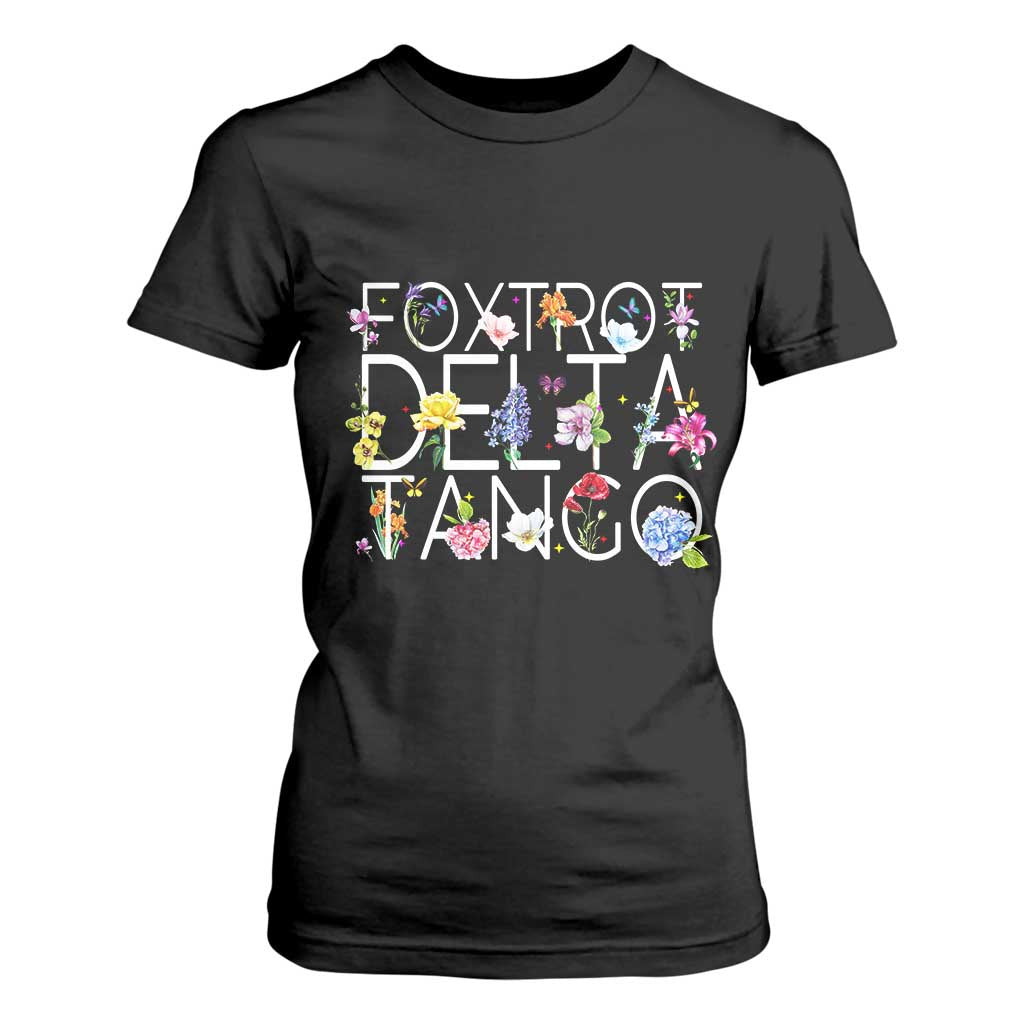 Subtle FDT Floral T Shirt For Women Foxtrot Delta Tango Flower Resist TS10 Black Print Your Wear
