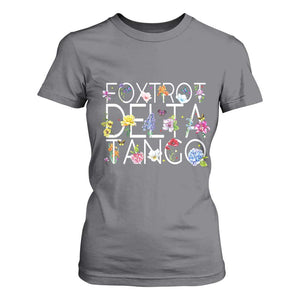 Subtle FDT Floral T Shirt For Women Foxtrot Delta Tango Flower Resist TS10 Charcoal Print Your Wear