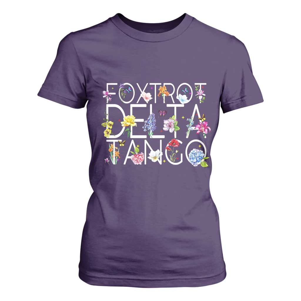 Subtle FDT Floral T Shirt For Women Foxtrot Delta Tango Flower Resist TS10 Purple Print Your Wear