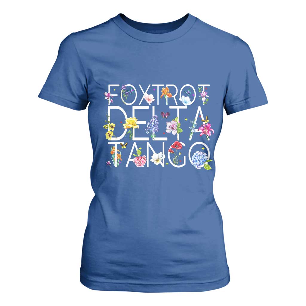Subtle FDT Floral T Shirt For Women Foxtrot Delta Tango Flower Resist TS10 Royal Blue Print Your Wear