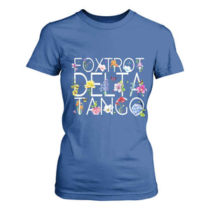 Subtle FDT Floral T Shirt For Women Foxtrot Delta Tango Flower Resist TS10 Royal Blue Print Your Wear