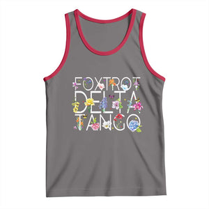 Subtle FDT Floral Tank Top Foxtrot Delta Tango Flower Resist TS10 Deep Heather Red Print Your Wear