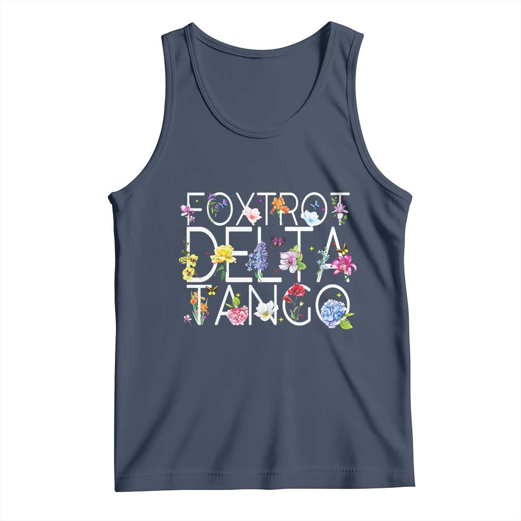 Subtle FDT Floral Tank Top Foxtrot Delta Tango Flower Resist TS10 Navy Print Your Wear