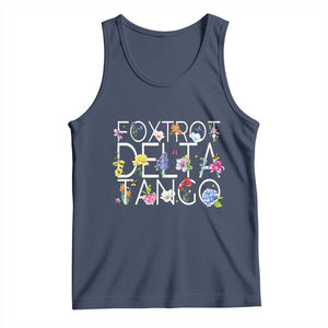 Subtle FDT Floral Tank Top Foxtrot Delta Tango Flower Resist TS10 Navy Print Your Wear