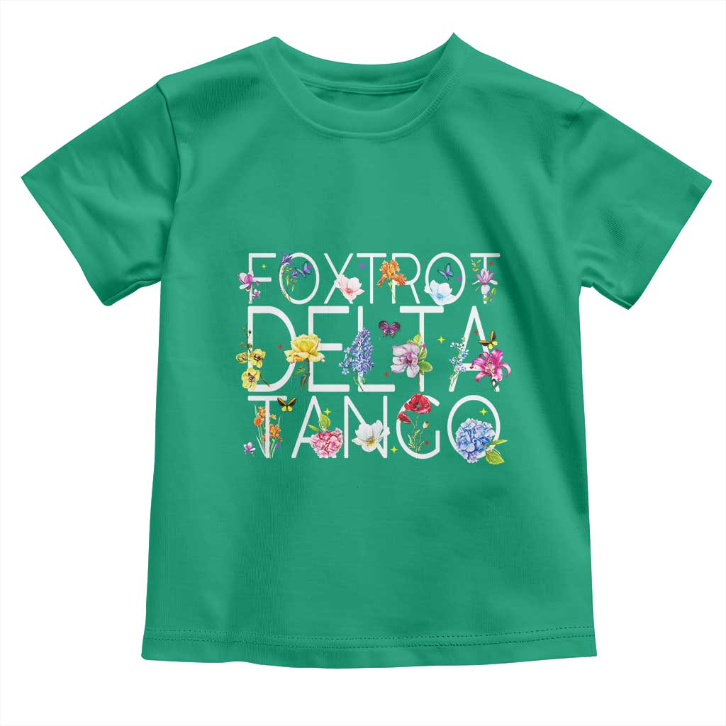 Subtle FDT Floral Toddler T Shirt Foxtrot Delta Tango Flower Resist TS10 Irish Green Print Your Wear