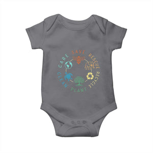 Earth Day Environment Baby Onesie Save Bees Rescue Animals Recycle Plastic TS10 Charcoal Print Your Wear