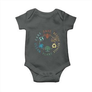 Earth Day Environment Baby Onesie Save Bees Rescue Animals Recycle Plastic TS10 Dark Heather Print Your Wear
