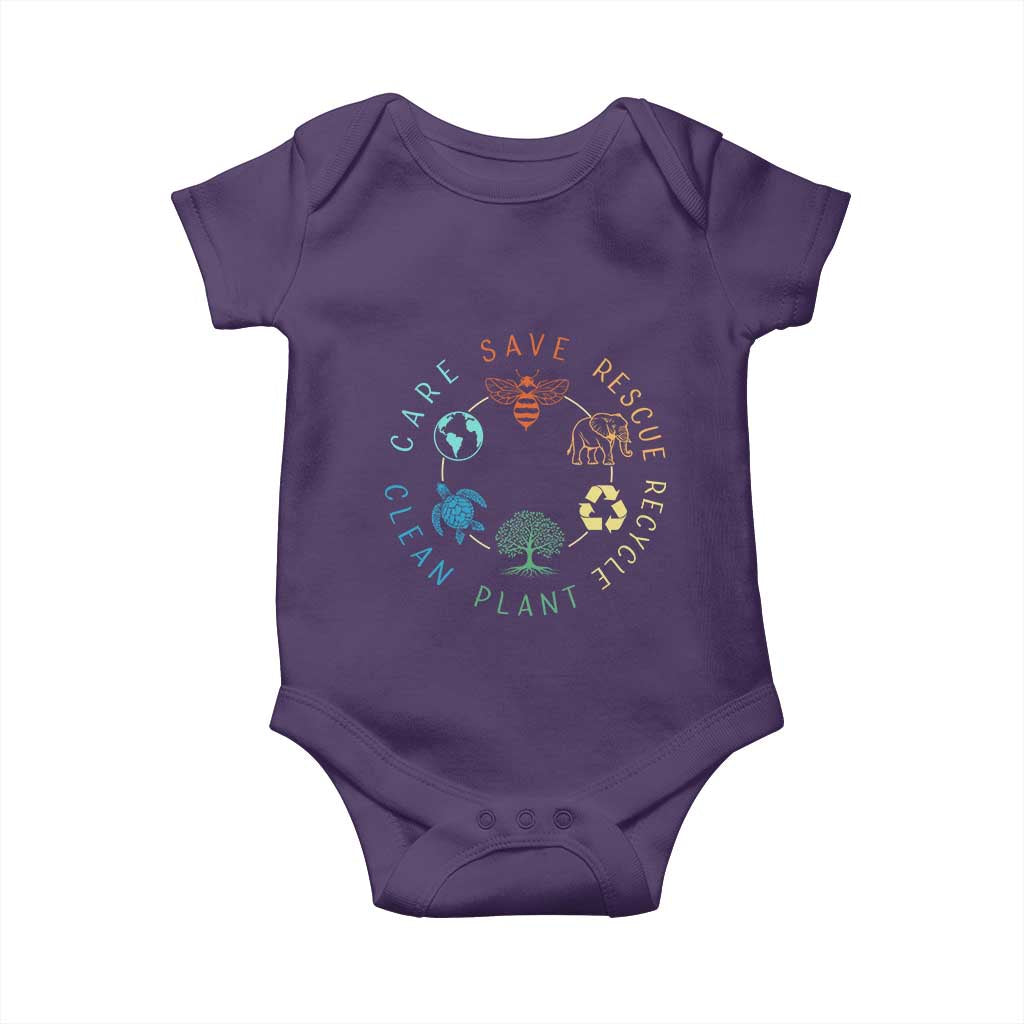 Earth Day Environment Baby Onesie Save Bees Rescue Animals Recycle Plastic TS10 Purple Print Your Wear