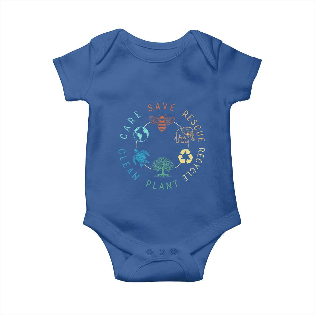 Earth Day Environment Baby Onesie Save Bees Rescue Animals Recycle Plastic TS10 Royal Blue Print Your Wear