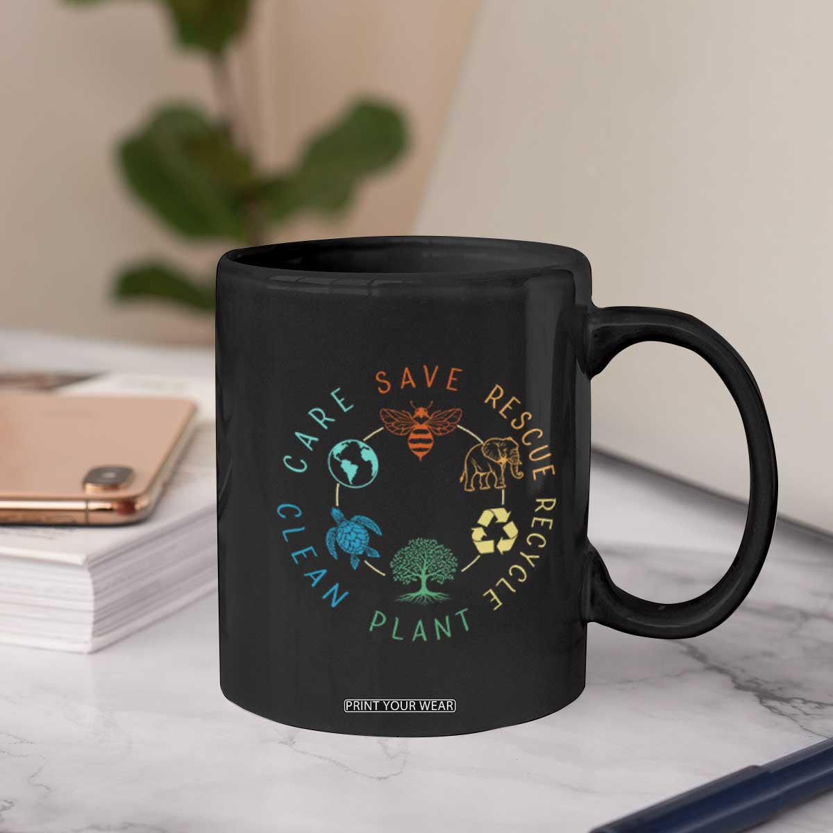 Earth Day Environment Coffee Mug Save Bees Rescue Animals Recycle Plastic TS10 Print Your Wear