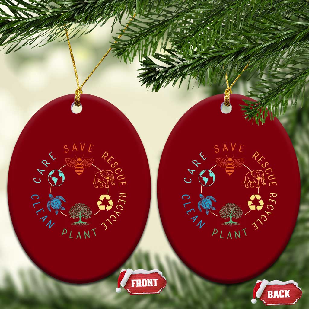 Earth Day Environment Ceramic Ornament Save Bees Rescue Animals Recycle Plastic TS10 Print Your Wear