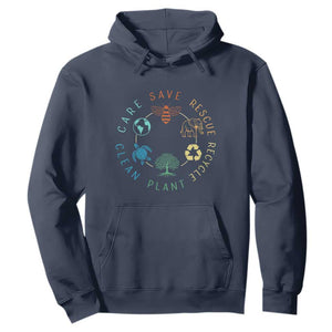 Earth Day Environment Hoodie Save Bees Rescue Animals Recycle Plastic TS10 Navy Print Your Wear