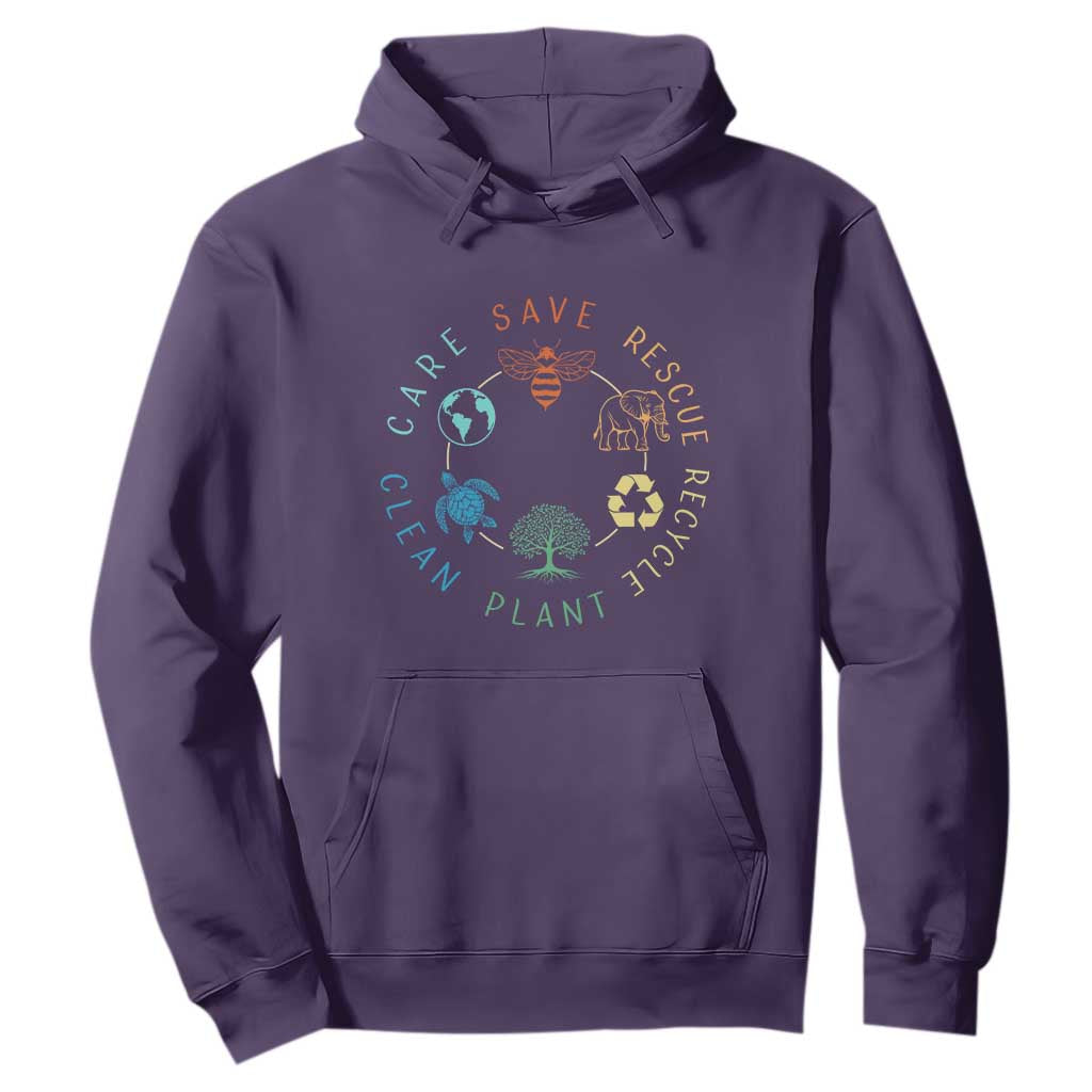 Earth Day Environment Hoodie Save Bees Rescue Animals Recycle Plastic TS10 Purple Print Your Wear