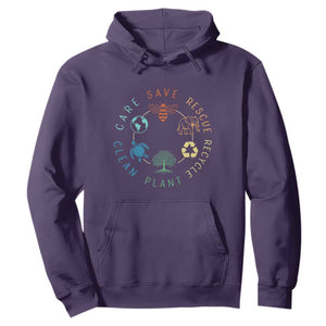 Earth Day Environment Hoodie Save Bees Rescue Animals Recycle Plastic TS10 Purple Print Your Wear